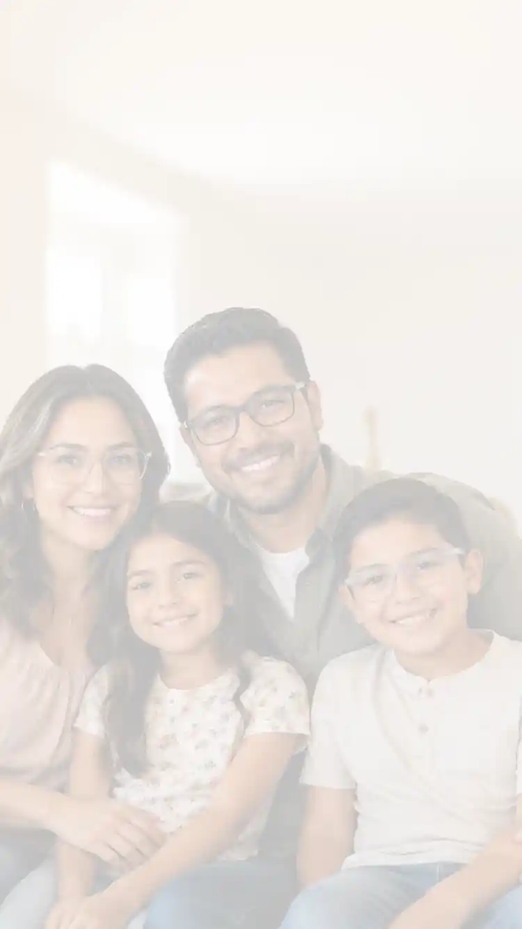 Family wearing glasses for SpecRXDirect lens replacement service